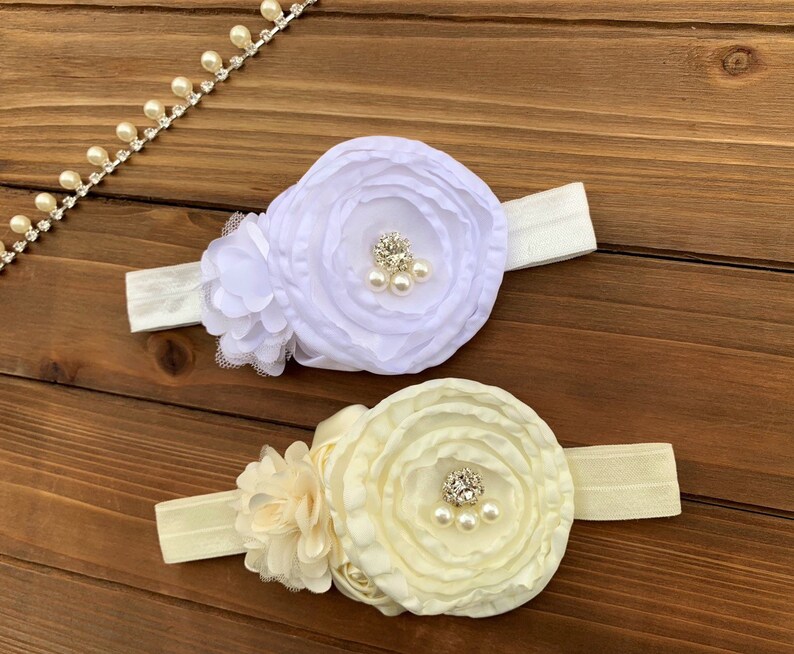 Vintage Rhinestone Pearl Baby Headband Vintage Flower Girl Etsy
