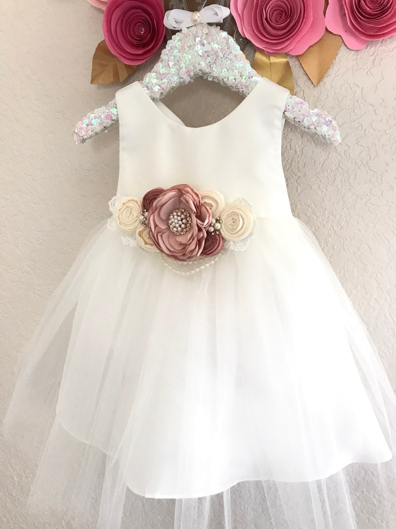Fille de fleur robe de baptême bébé robe blanche bébé ...