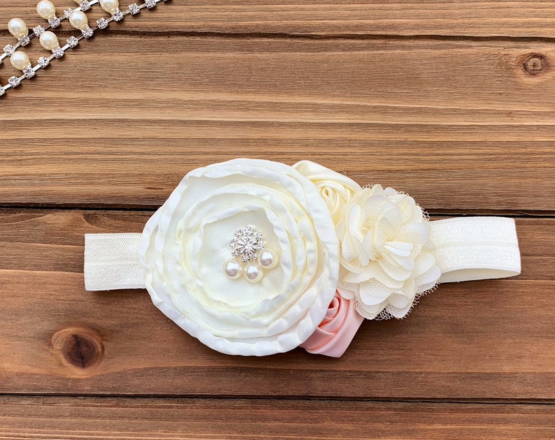 Vintage Rhinestone Pearl Baby Headband Vintage Flower Girl Etsy