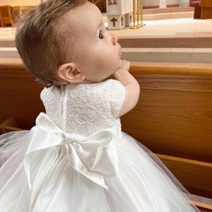 Baby girl baptism Dress flower girl dress Christening Gown White babygirl dress Ivory Baby dress Toddler baptism pearl embellished dress image 3