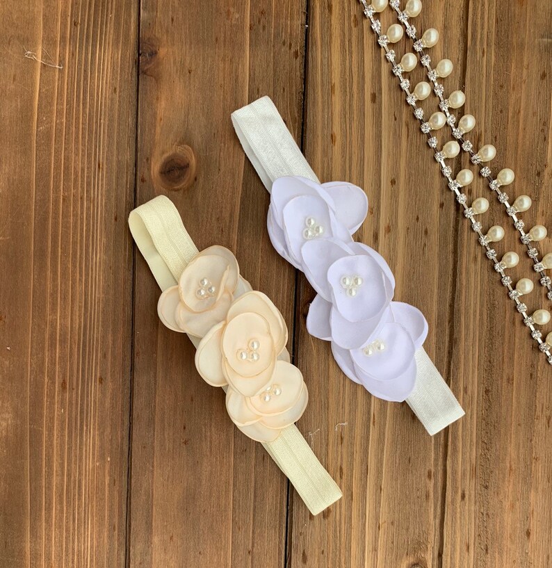 Vintage Rhinestone Pearl Baby Headband Vintage Flower Girl Etsy