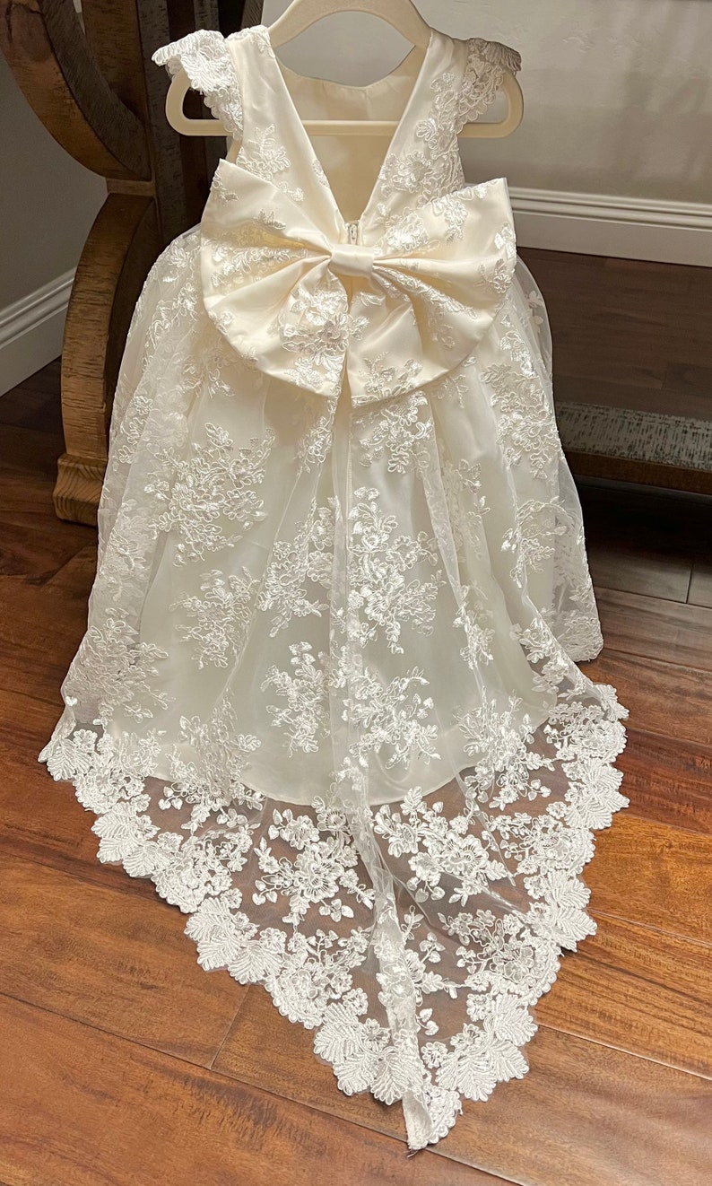 Christening Baby Gown Lace Long Baptism Gown Baby Girl Dress Etsy