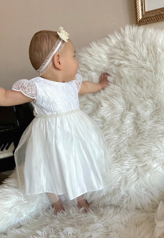 Robe blanche bebe fille sale