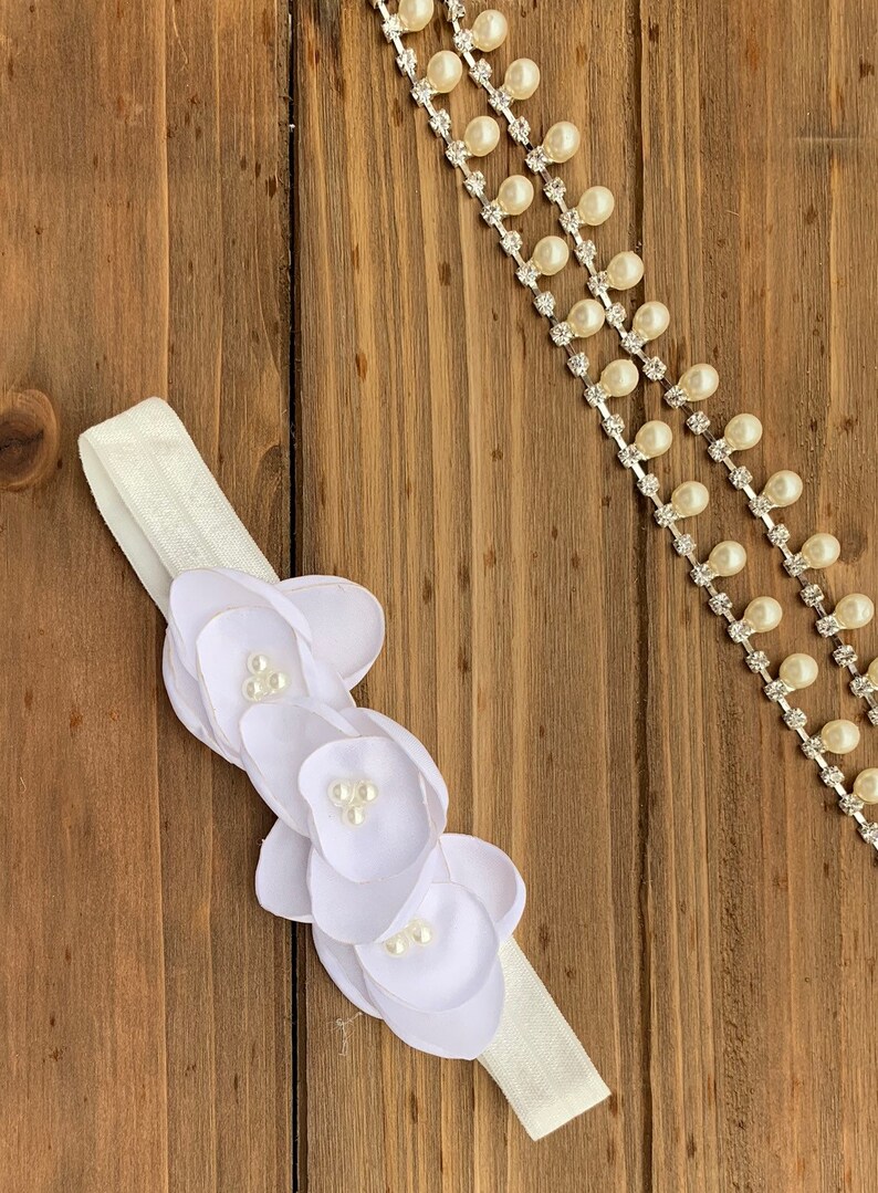 Vintage Rhinestone Pearl Baby Headband Vintage Flower Girl Etsy