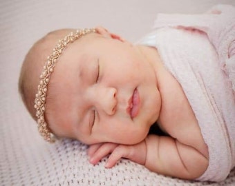 Baby Pearl Headband Rose Pearl headband Ivory Headband White Pearl Baby Headband Flower Girl Headband baptism headband christening Headband