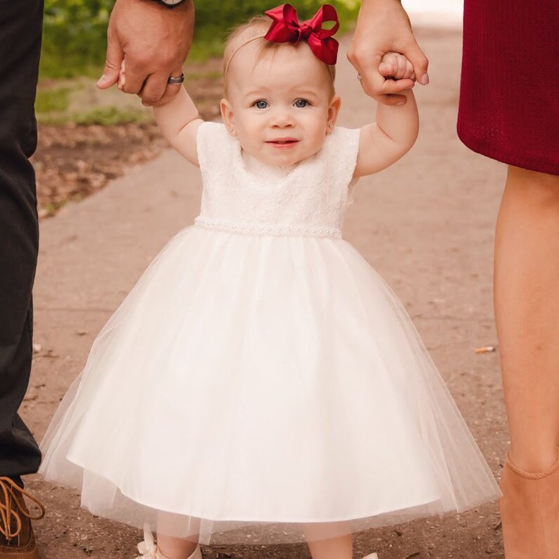 Baptism Baby Dress Pearl Baby Girl Dress Christening Gown White baby girl dress Ivory Baby dress Toddler christening dress