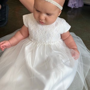 Baptism Baby Dress Pearl Baby Girl Dress Christening Gown White baby girl dress Ivory Baby dress Toddler christening dress embroidered dress