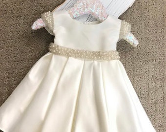 Vintage Baptism Dress Satin Baby Girl Baptism Dress White baby girl dress white baptism dress White Christening Dress satin Baby Girl Dress