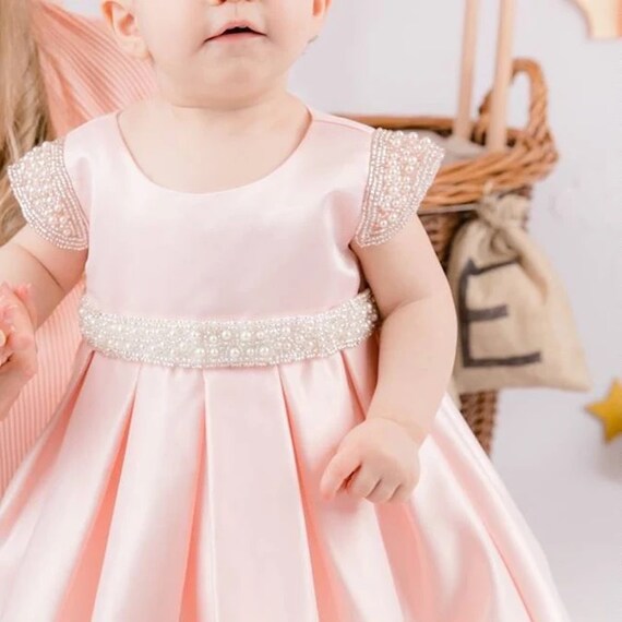Satin baptism hotsell dress