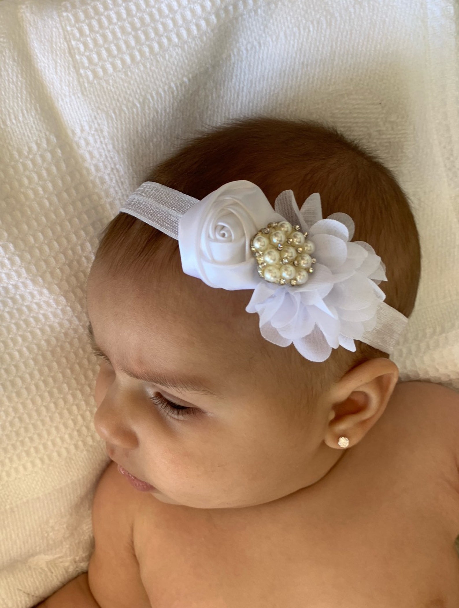 Vintage Rhinestone Pearl Baby Headband Vintage Flower Girl Etsy