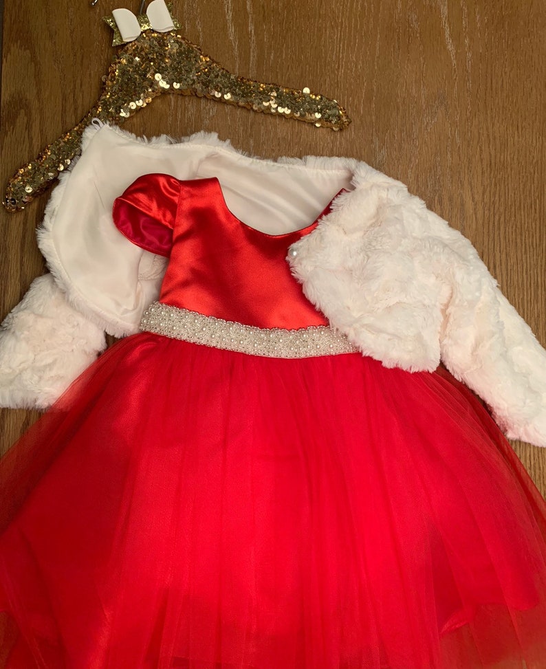 Baby Girl Christmas Dress Baby Holiday Dress Red Flower Etsy