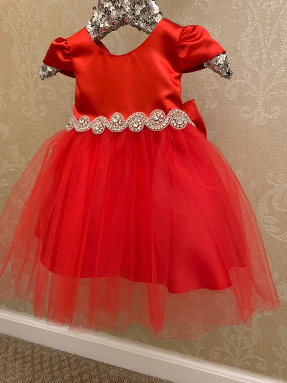 Rojo niña bebé vestido rojo flor niña vestido azul marino bebé | Etsy México