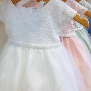 Baby girl baptism Dress flower girl dress Christening Gown White babygirl dress Ivory Baby dress Toddler baptism pearl embellished dress image 4