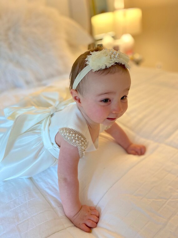 Vintage Baptism Dress Satin Baby Girl Baptism Dress White Baby Girl Dress  White Baptism Dress White Christening Dress Satin Baby Girl Dress 