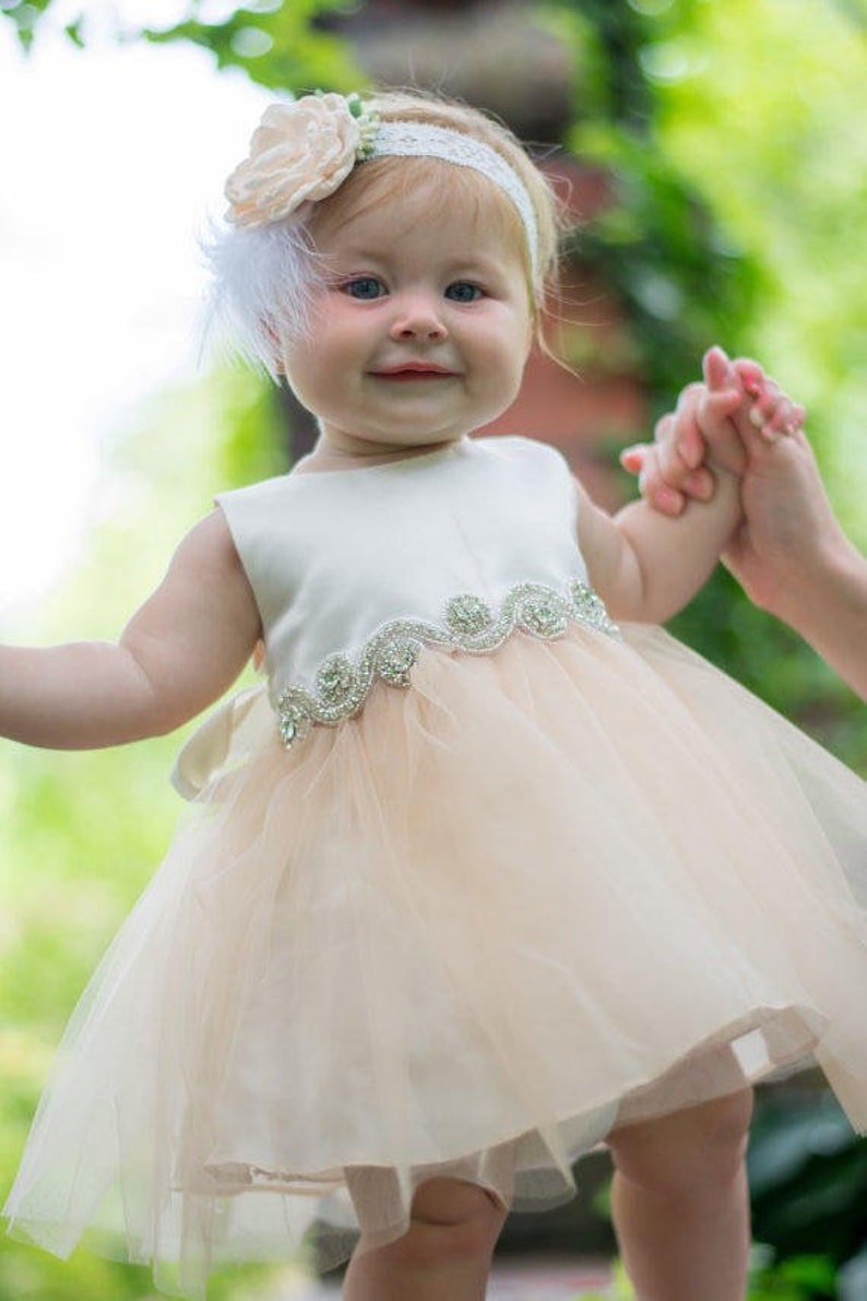 Baptism Baby Gown Rhinestone Baby Dress Tulle Christening Etsy