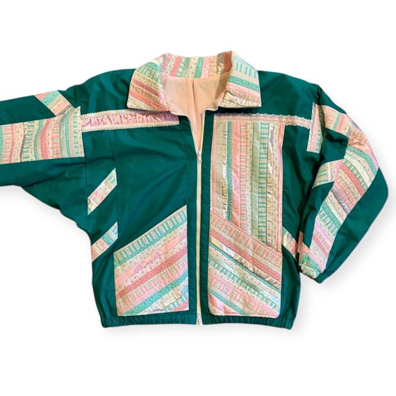 Vintage 1980s Handmade Patchwork Windbreaker – Em… - image 1