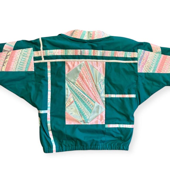 Vintage 1980s Handmade Patchwork Windbreaker – Em… - image 9