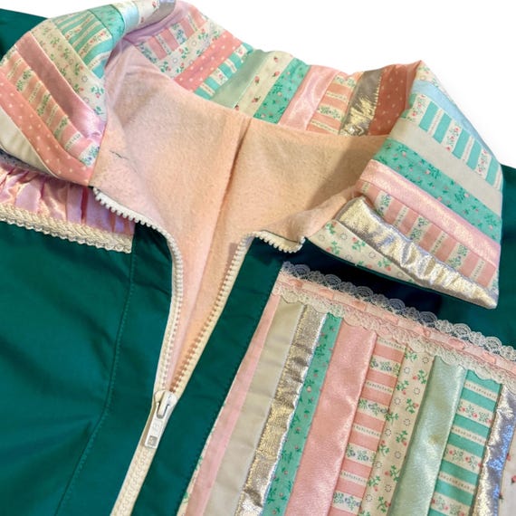 Vintage 1980s Handmade Patchwork Windbreaker – Em… - image 7