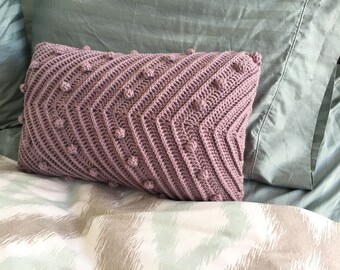 CROCHET PATTERN - Spring Forward Pillow Pattern; Crochet Bobble Pillow Pattern; Crochet Ridge Arrow Textured Pillow Pattern PDF