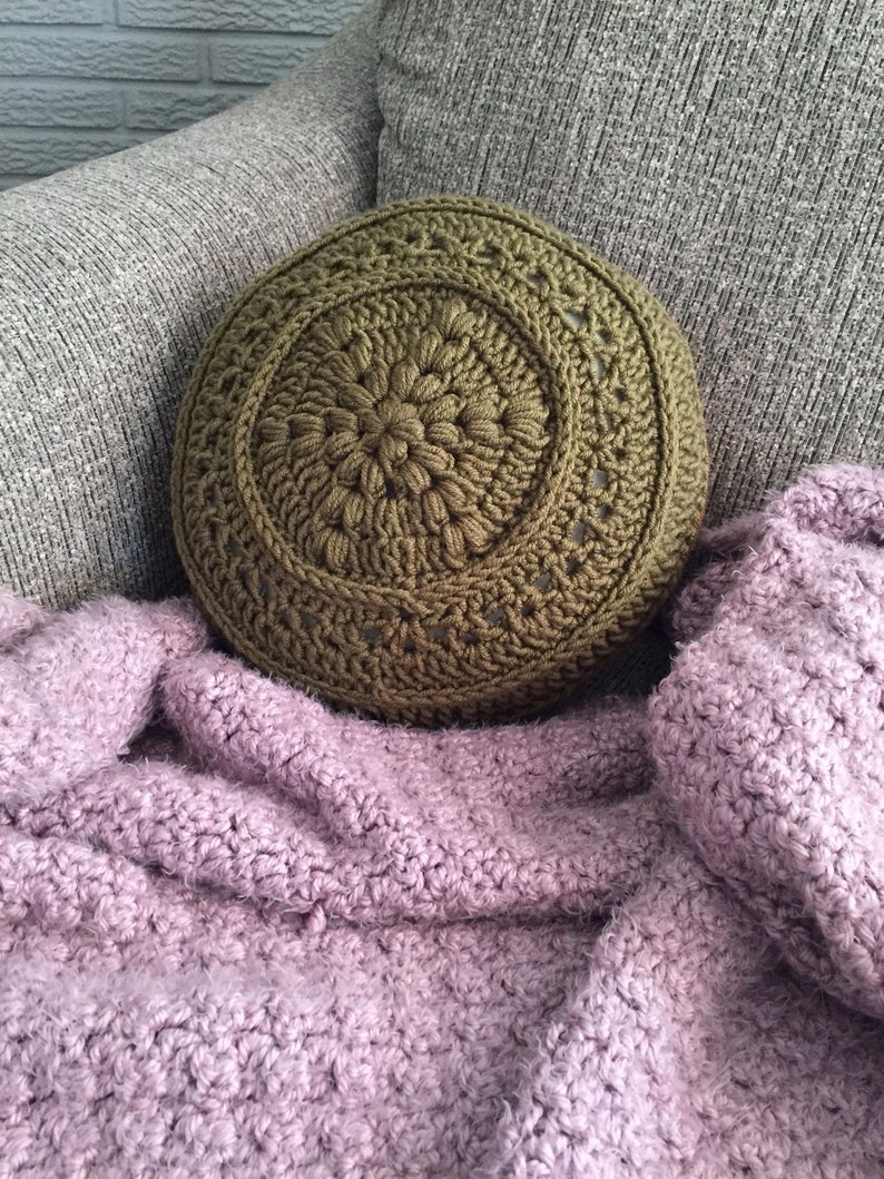 CROCHET PATTERN Flower Power Circular Pillow Boho Crochet Etsy