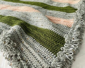 CROCHET PATTERN - Jazz it Up Afghan | 7 Sizes Baby - King | Intermediate Crochet Pattern PDF | Crochet Striped and Textured Blanket