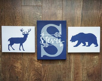 Custom 3 Piece Nursery Canvas Set - Hand Painted