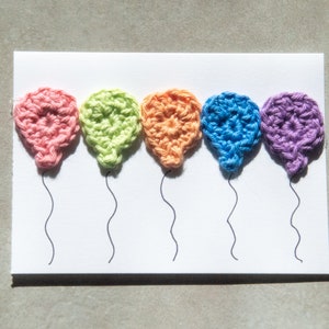 Crochet Balloon Card, Birthday Card, Celebration Card, Mother&#39;s Day Card, Graduation Card, Congratulations, Just Because