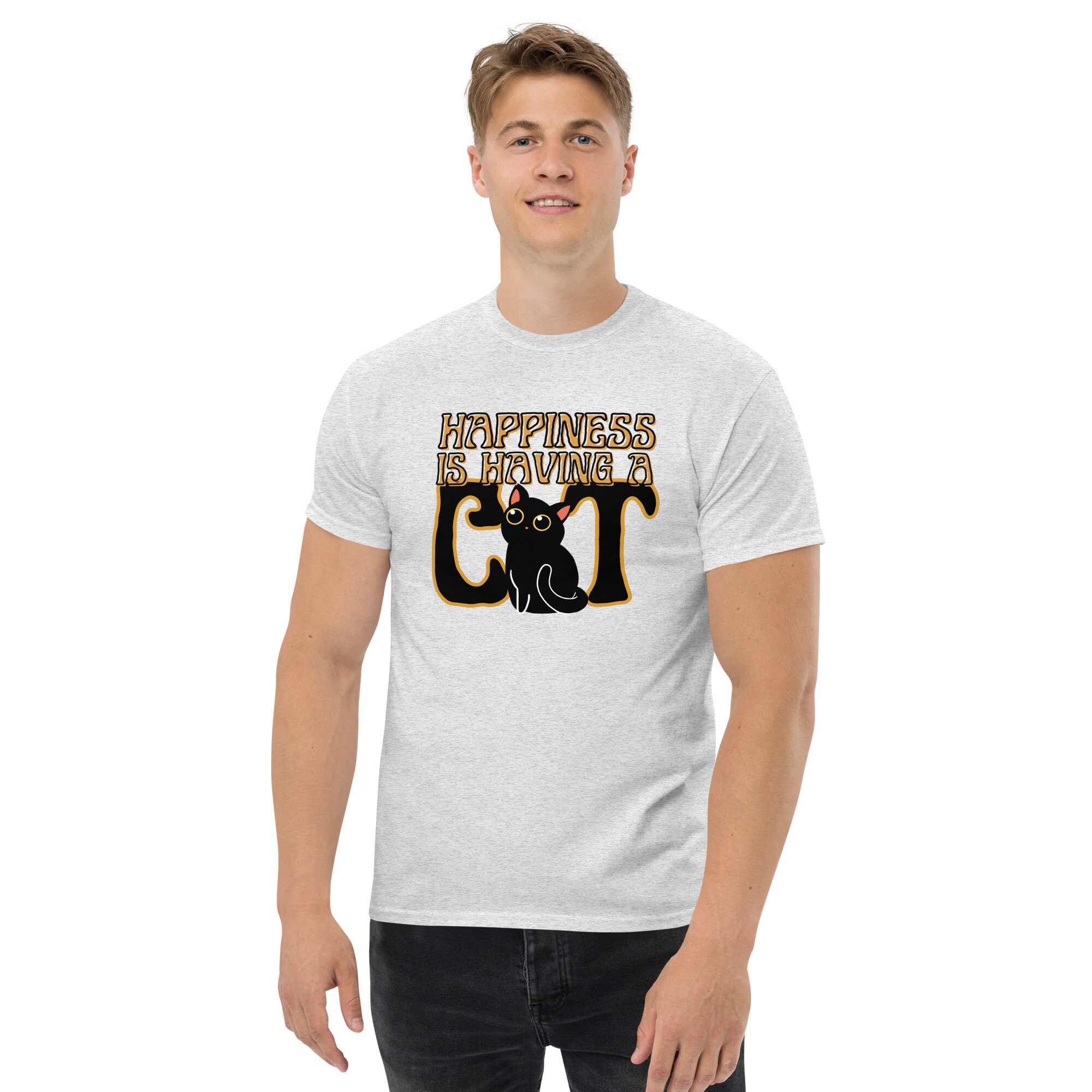 Cat T Shirt, Happiness Is Having Cat Shirt, Cat Lover Gift, Funny Cat Shirt, Cat Mama Shirt, Gift For Fur Mom, Cute Cat T-Shirt, Cat Top Tee