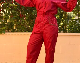 womens red boiler suit