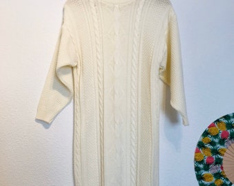 Vintage jumper dress / Cream jumper dress / Size U.K. 10 / EUR 38 / sweater dress/ vintage topshop dress / knitted dress