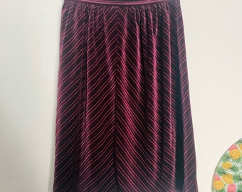 Vintage velvet skirt / St Micheal / stripped/ A Line Skirt / office wear / U.K. 12-14 / EU 40-42 / 1980s