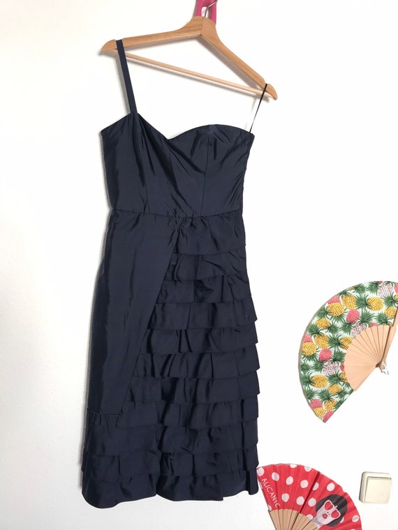 Moschino / 90's Silk Mix Pleated Evening Dress/ O… - image 1
