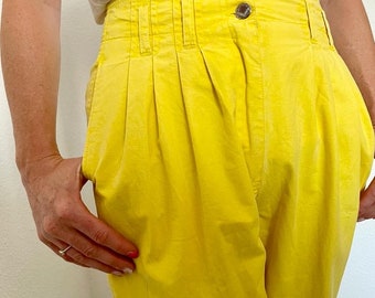 Vintage Yellow  Trouser / U.K.10 / EU 38 / women vintage trousers / high waisted trousers