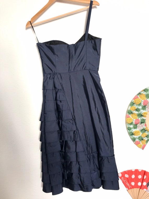 Moschino / 90's Silk Mix Pleated Evening Dress/ O… - image 10