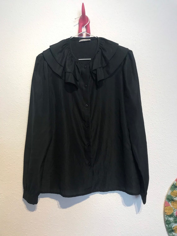 Ladies 1980s ‘Wahls’ of Sweden Black Blouse / Wome