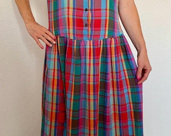 Vintage St Micheal Dress / Size U.K. 16  / EUR 46 -48 / retro dress by St Micheal / sun dress / rainbow dress / retro dress / summer