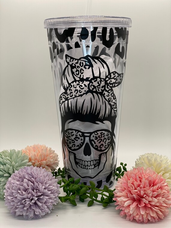 Sugar Skull 32 Oz Travel Tumbler With Lid and Straw 