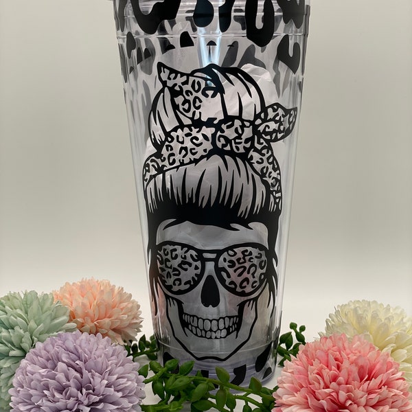 Sugar Skull 32 oz Travel Tumbler with Lid and Straw