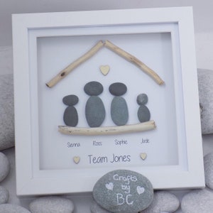 Family Pebble Art Frame, Personalised Gift, Birthday, Christmas, Family Decor, Gifts, Pebble Art, Family, Frames