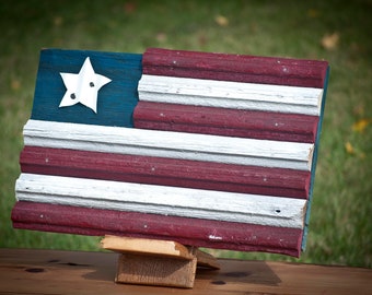 Batten American Flag - Large: 12.5” x 19.5”patriotic wood art, rustic barn wood, wall art, up-cycled wood