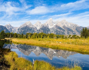 Blank Nature Greeting Card: Teton Fall Reflection (Vertical)