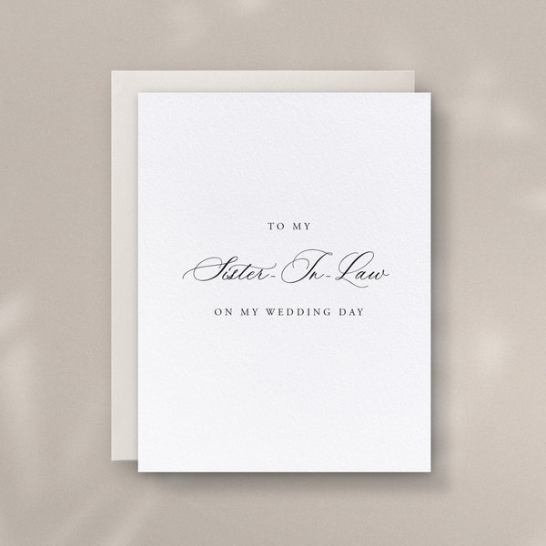 To My Sister-In-Law On My Wedding Day, Family Cards