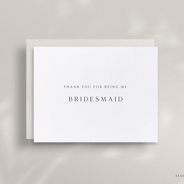 Thank You For Being My Bridesmaid, Wedding Party Card