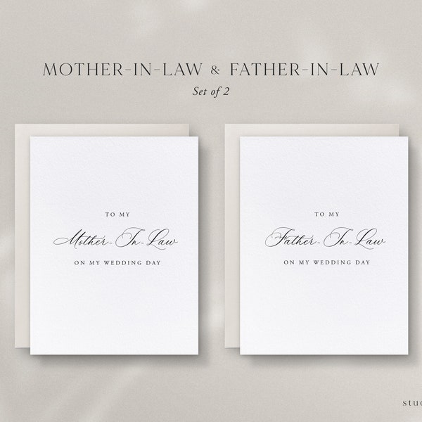Mother-In-Law and Father-In-Law Wedding Day Cards, Set of 2