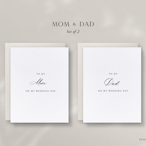Mom and Dad Wedding Day Cards, Set of 2
