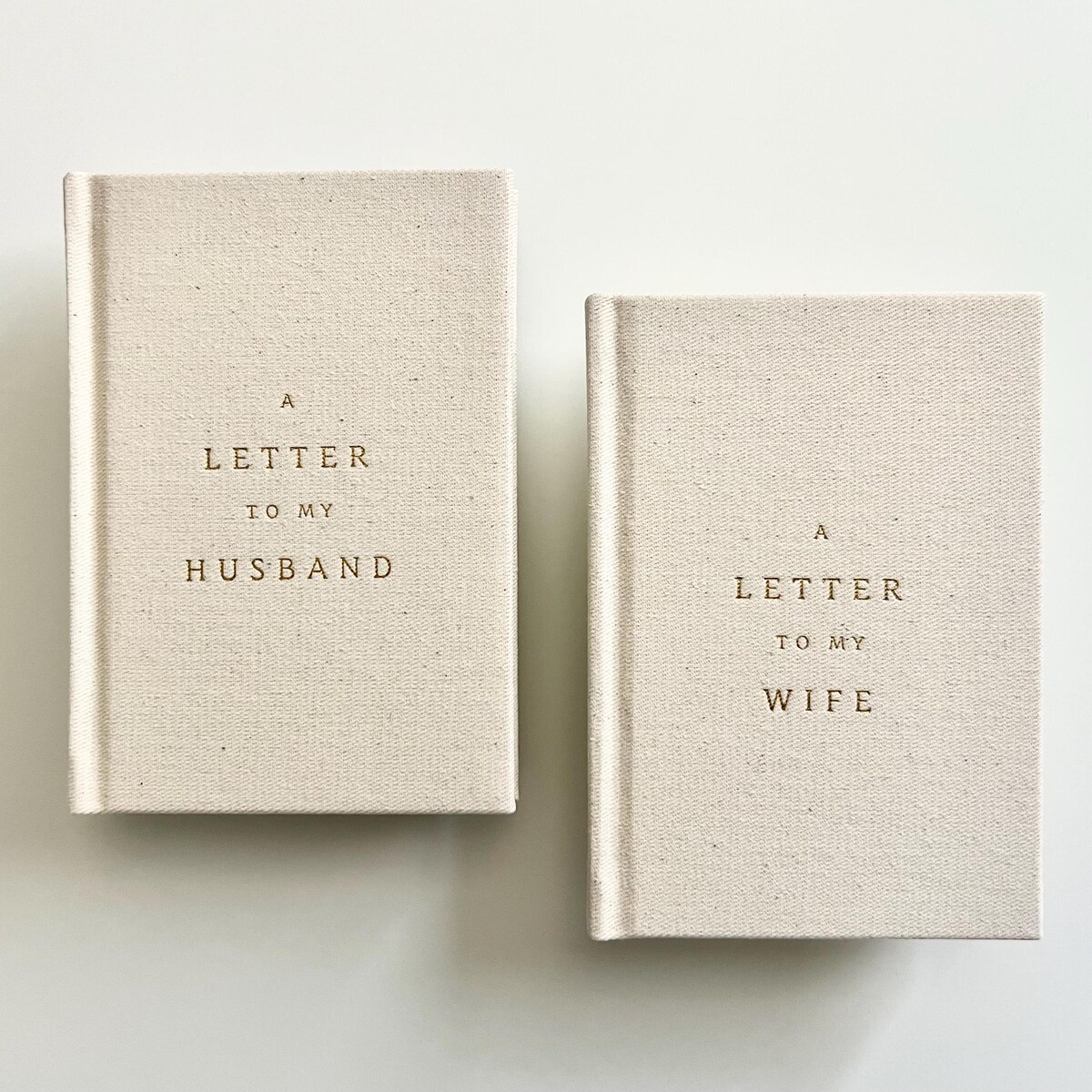 Minimalist Wedding Vow Books – Set of 2 | A Letter to My Husband, A Letter to My Wife | Natural Linen Hardcover With Gold Foil - Etsy