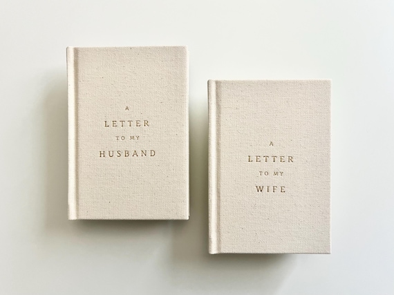 Natural Linen Wedding Vow Books - A Letter To My Husband / Wife - Set of 2