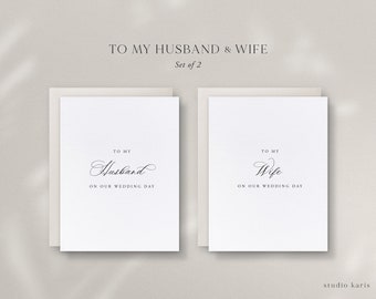 Husband and Wife Wedding Day Cards, Set of 2