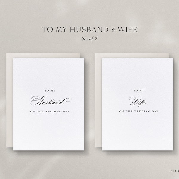 Husband and Wife Wedding Day Cards, Set of 2