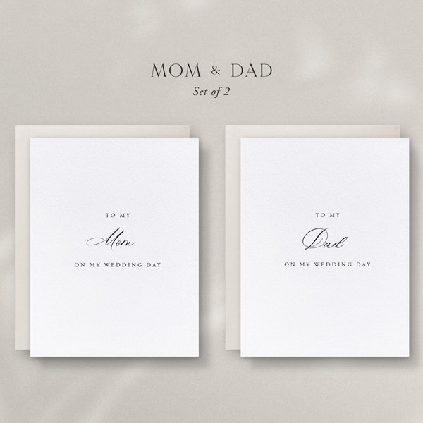 Mom and Dad Wedding Day Cards, Set of 2